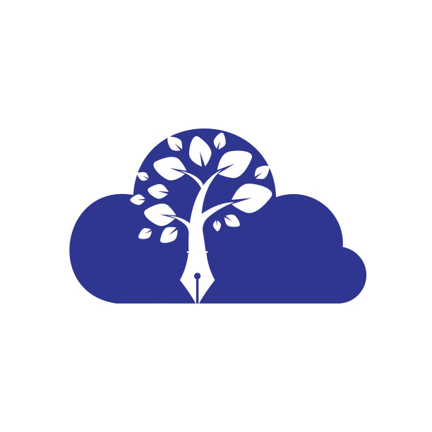 树笔矢量标志设计模板。作者与自然的标志概念。图片下载