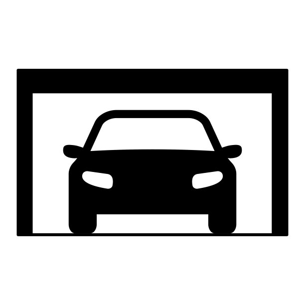 车库与汽车剪影。图片下载