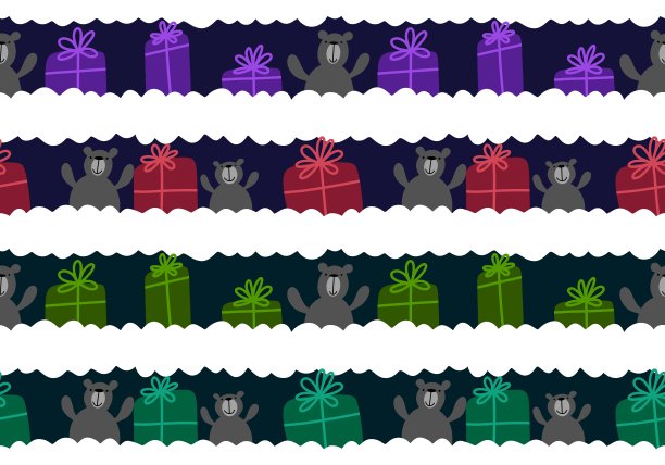 动物熊无缝图案的包装纸和孩子图片下载