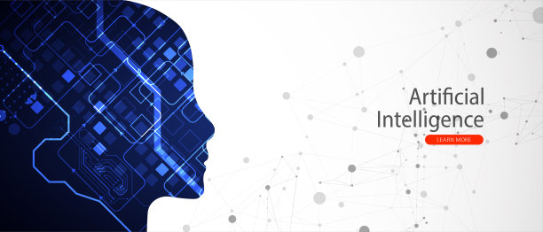 人工智能。技术背景，一个男人的剪影。大数据的概念。机网络的想法。图片下载