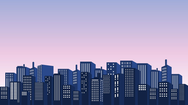 市中心的夜景，周围有许多高楼大厦图片下载