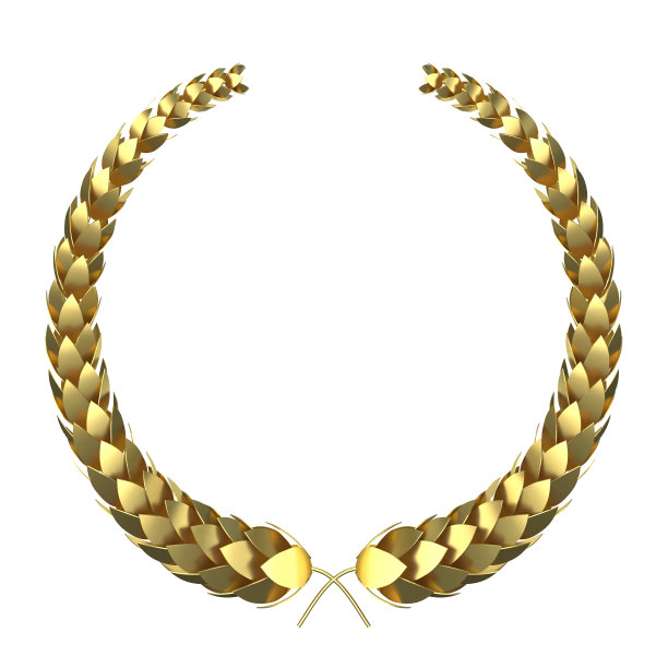 金色3d月桂孤立在白色背景3d渲染图片下载