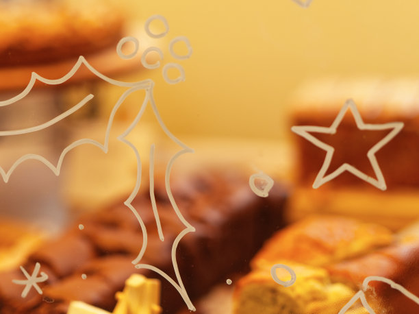 奥地利萨尔茨堡，装饰着圣诞图画的面包店图片下载