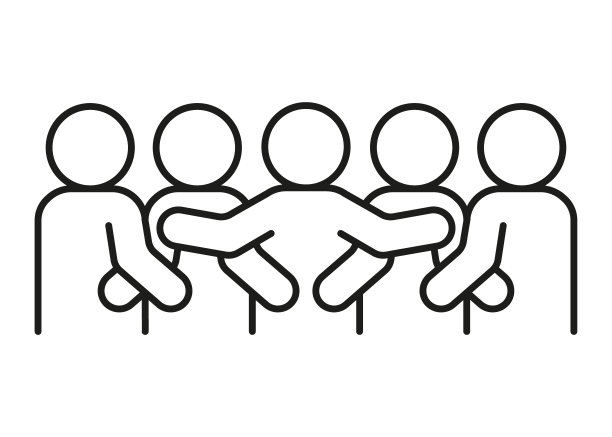 群人相拥，行图标。拥抱朋友、家人和团队。通过社交拥抱带来希望、支持和关怀。矢量轮廓符号插图图片下载