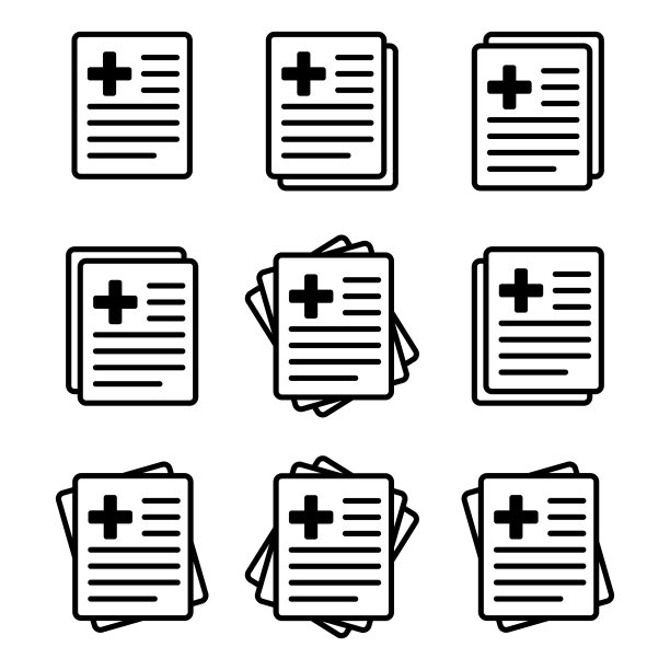 医疗记录图标、医疗报告图标、病史图标、分离的病媒图片下载