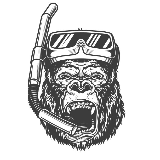 单色风格的愤怒大猩猩图片下载