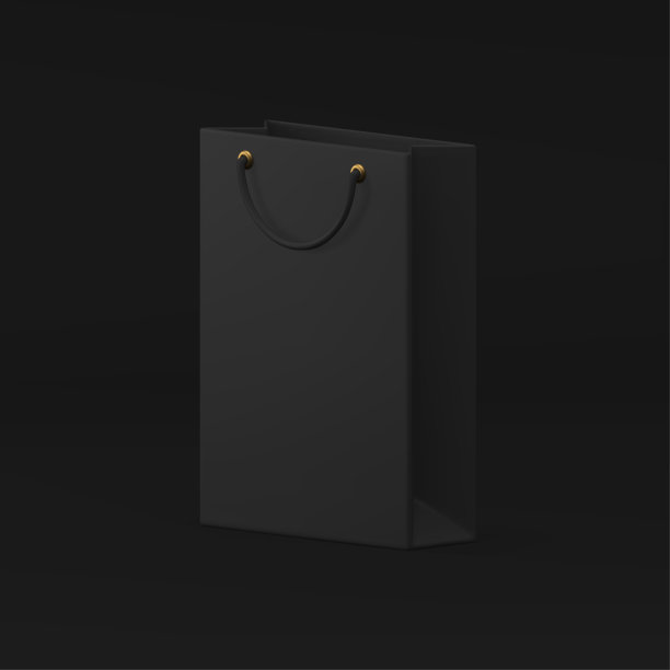 黑色3d纸购物袋时尚精品销售折扣礼品广告现实矢量图片下载