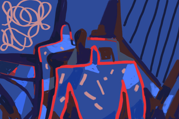 人们在黑夜中摸索着行走。表现主义艺术。印刷，海报和艺术产品的数字艺术品。图片下载