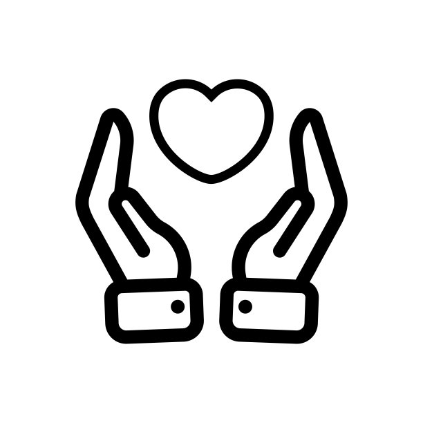 手和心线图标。礼物、关怀、爱情、照顾心、友谊、关系、节日、事件、纪念品、奖励、礼物。关系的概念。矢量黑线图标在白色背景图片下载