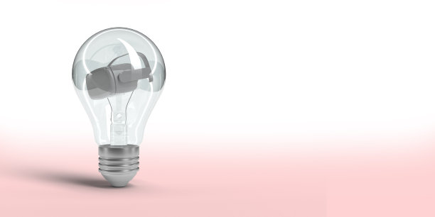 灯泡中的虚拟现实耳机图片下载