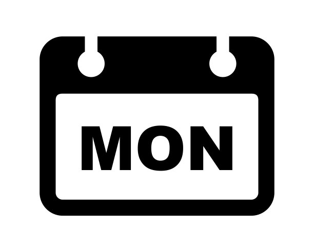 日历简单的平面图标矢量插图。周一每日日历图标矢量图片下载