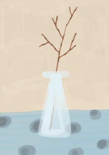 花瓶里的花的水彩画。动物艺术，抽象艺术。图片下载