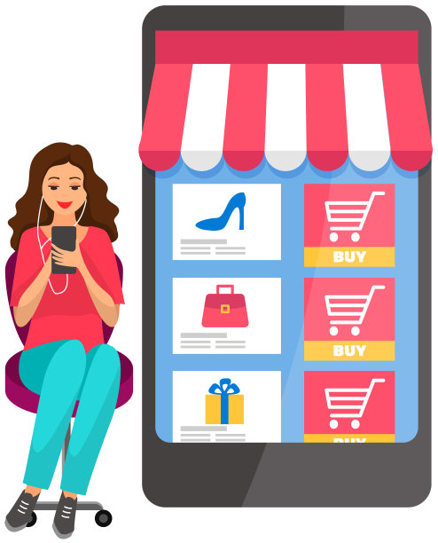 戴着耳机的女士坐在沙发上，听音乐，用智能手机浏览社交媒体图片下载