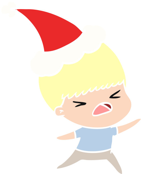 手绘扁平风格压力男人戴圣诞帽插画图片下载