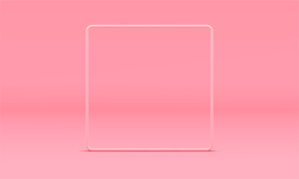 粉色方形金属框架极简主义3d装饰元素高级设计现实矢量插图图片下载