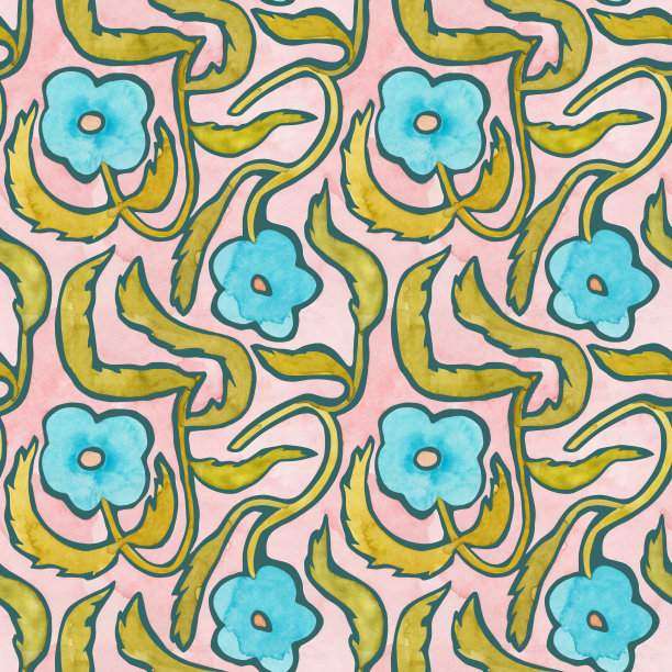 花卉无缝水彩图案在极简风格。手绘的背景简单的花图片下载