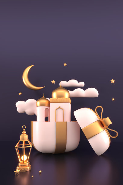 斋月Kareem问候背景伊斯兰教3d插图设计图片下载