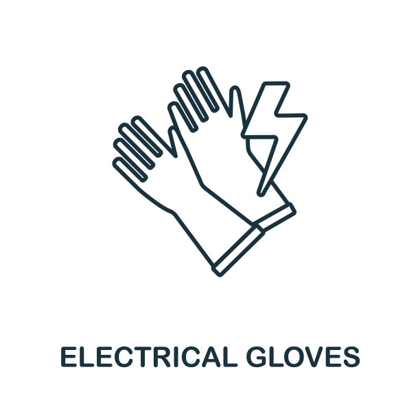 电气手套线图标。单色简单的电气手套轮廓图标模板，网页设计和信息图图片下载