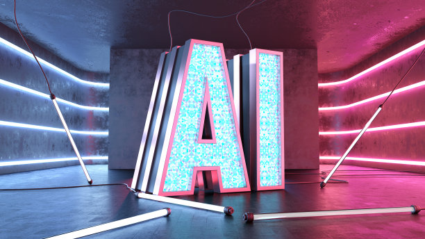 人工智能霓虹灯的抽象背景图片下载