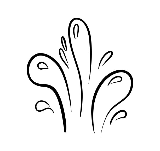 水滴飞溅手绘矢量卡通漫画涂鸦自然插图孤立在白色背景。图片下载