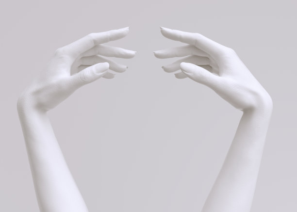 3d渲染完美的白色女性假人双手隔离，身体部位，时尚概念，手持姿势化妆品产品展示和物体展示背景图片下载