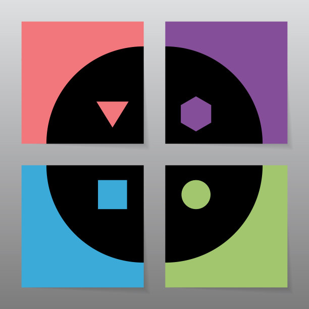 由几何形状组成的多形画适用于建筑师办公室或开发公司的室内装修。摘要海报分为四部分。图片下载