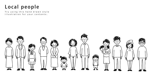 社区居民的插图。图片下载