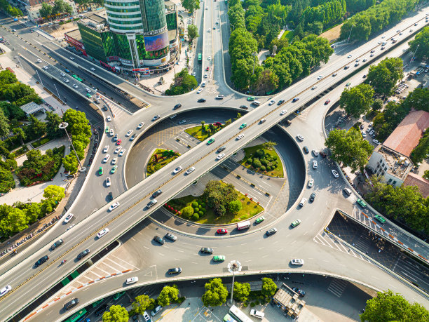 中国郑州市城市环线交通鸟瞰图图片下载