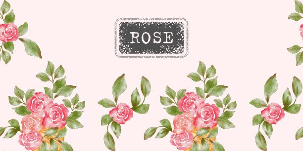精致的水彩玫瑰卡，无缝背景，邀请。夏天花背景文字，问候。粉红色的背景。图片下载