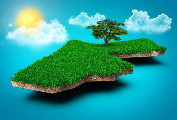 3D渲染的约旦的一块土地上覆盖着草和树图片下载