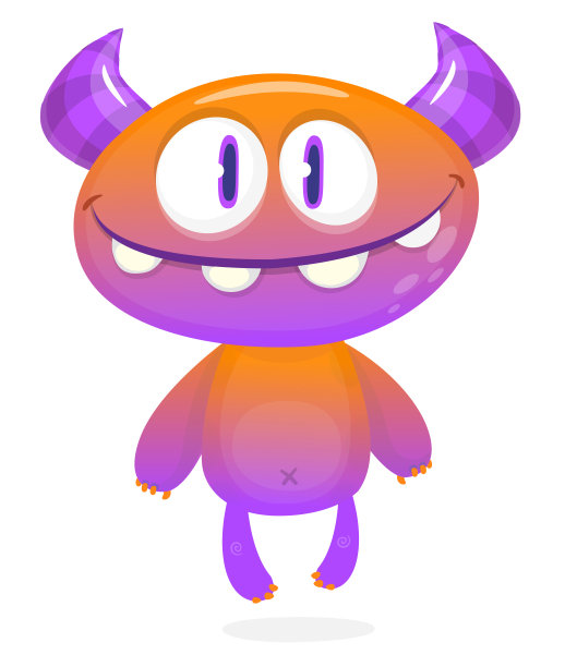 有趣的卡通微笑怪物生物。万圣节插画的快乐外星人性格。向量孤立图片下载