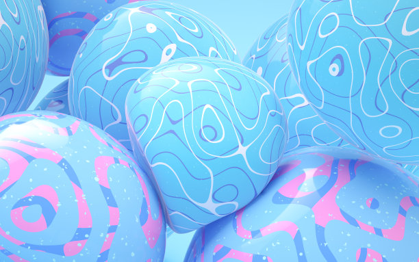 带有波浪图案的软球，3d渲染。图片下载