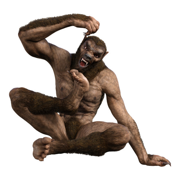 三维渲染狼人在白色图片下载