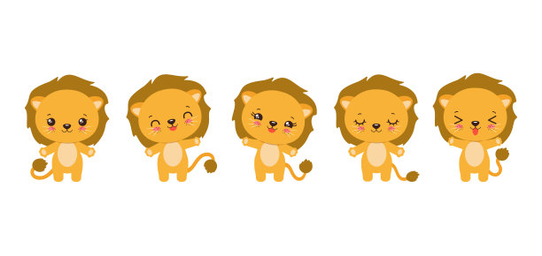 可爱可爱的小狮子表情符号。图片下载