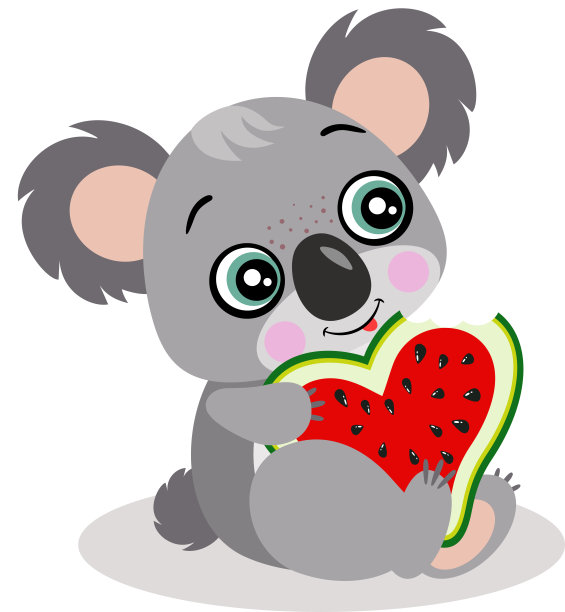 爱考拉吃心形西瓜片图片下载