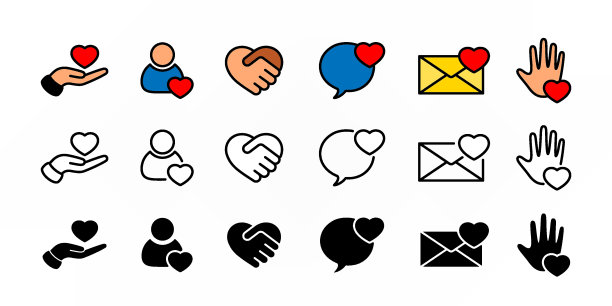 慈善和志愿图标集插图图片下载