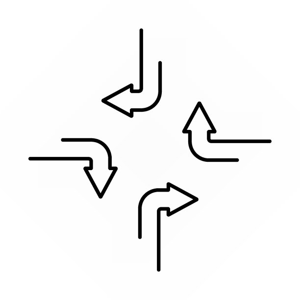 四个方向的箭头。选择决策概念说明图片下载