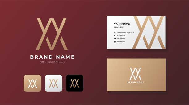 金色设计的高级字母AV标志。奢侈品矢量标志与名片模板。图片下载