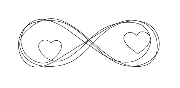 无限爱的图标。连续线条艺术画无限符号的心。友情和爱情的概念。永远最好的朋友。矢量图图片下载