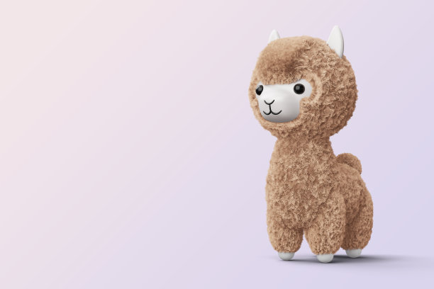 快乐可爱的羊驼，3d渲染插图图片下载