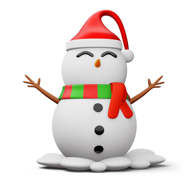 可爱的雪人角色，圣诞快乐，3d渲染图片下载