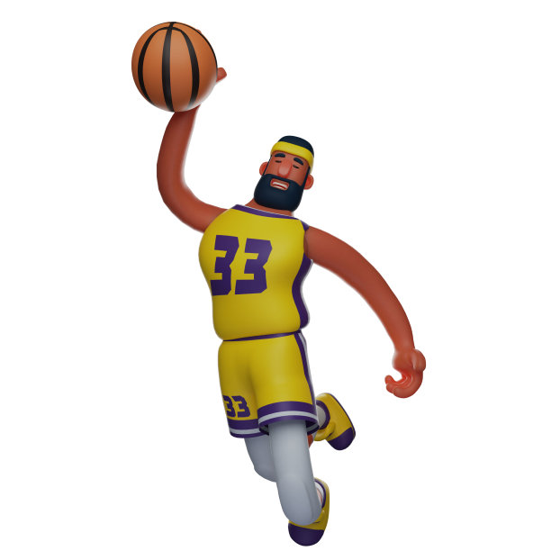 酷3D篮球运动员卡通设计与飞行射击球姿势图片下载