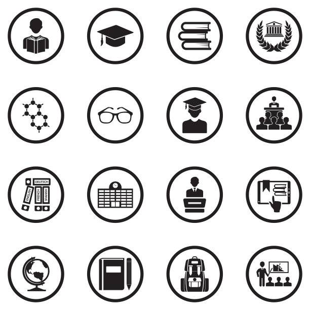 学生图标。黑色平面圆形设计。矢量插图。图片下载