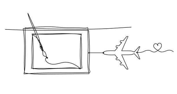 抽象化流苏和图片，以平面为线条在白色背景上绘制图片下载