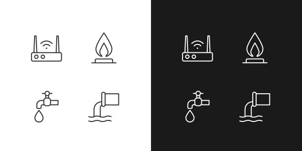 家庭服务像素完美的线性图标设置为暗，光模式图片下载