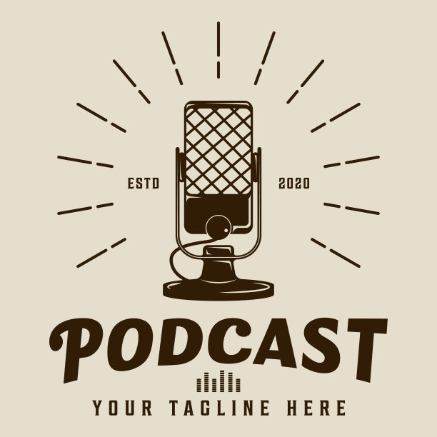 麦克风图标复古矢量插图模板图标图形设计。播客标志或符号的广播或广播业务与复古风格图片下载