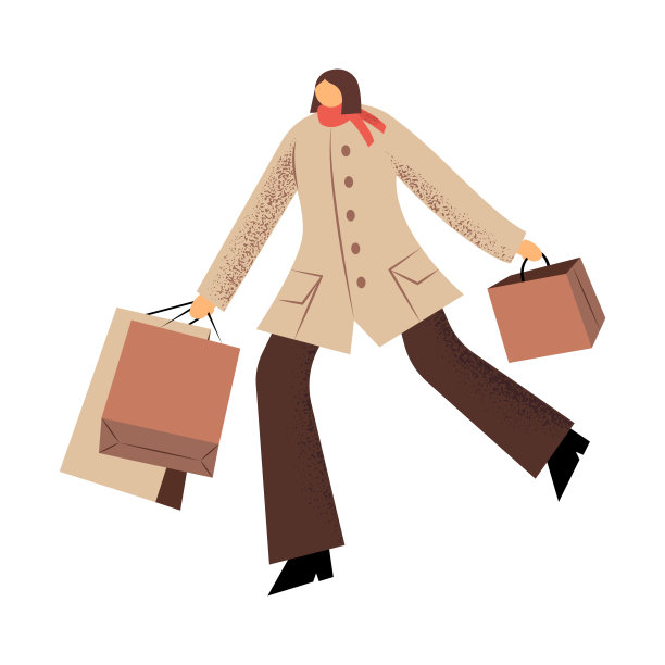 女人拿着购物袋奔跑图片下载