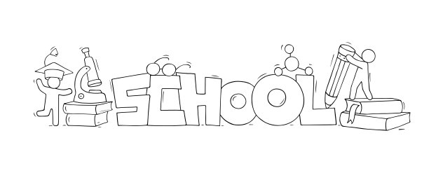 学校海报上涂鸦着学生和老师图片下载