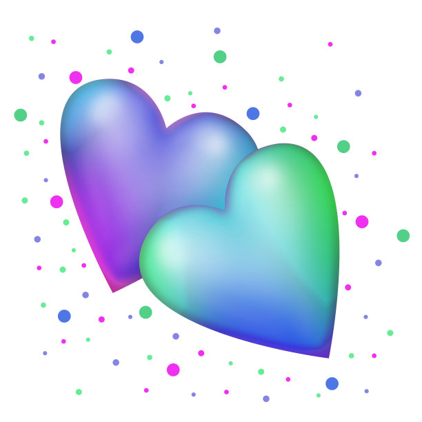 两颗象征情人节爱情的蓝色心形被孤立在白色背景上。图片下载