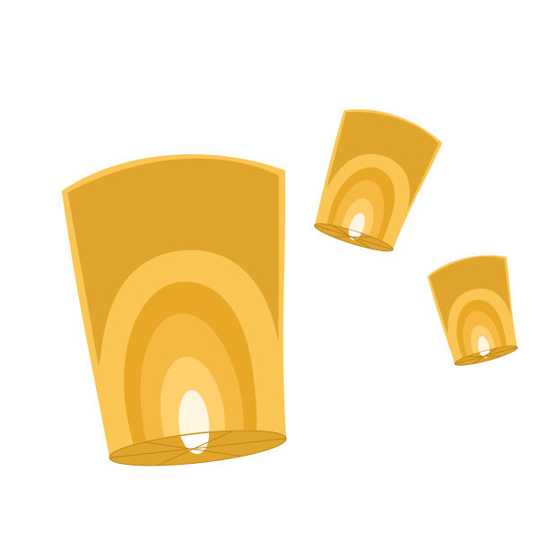 可爱的黄色天灯配上烛光。春节，春节和元宵节图片下载